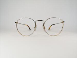 Silberne Unisex Vintage-Brille mit Muster, 1970er/80er-Jahre